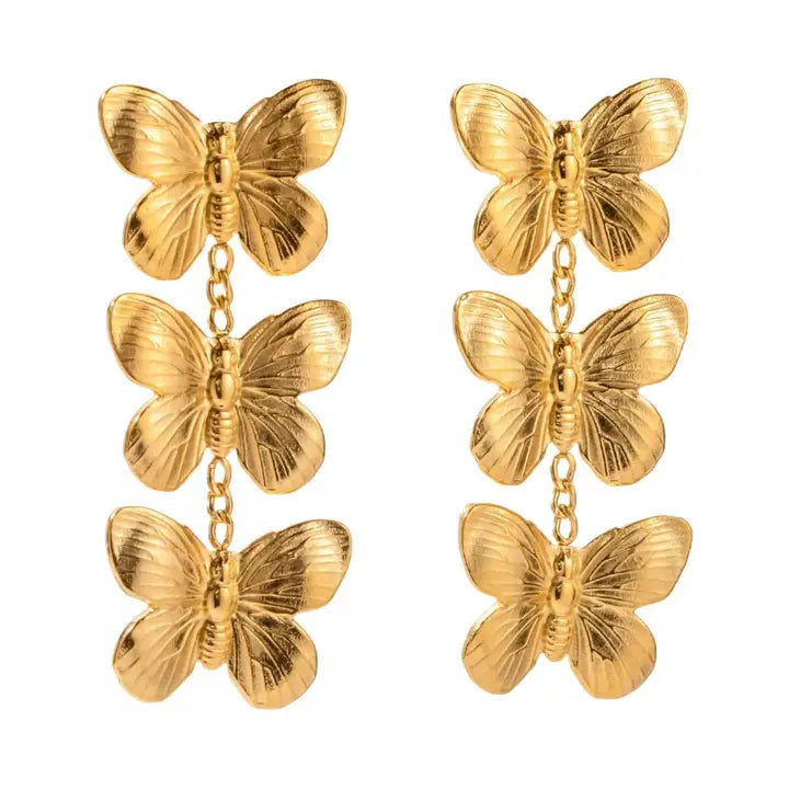 Triple Butterfly Studs
