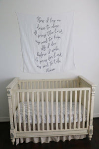 Modern Burlap - Organic Swaddle Blanket- Now I lay me prayer