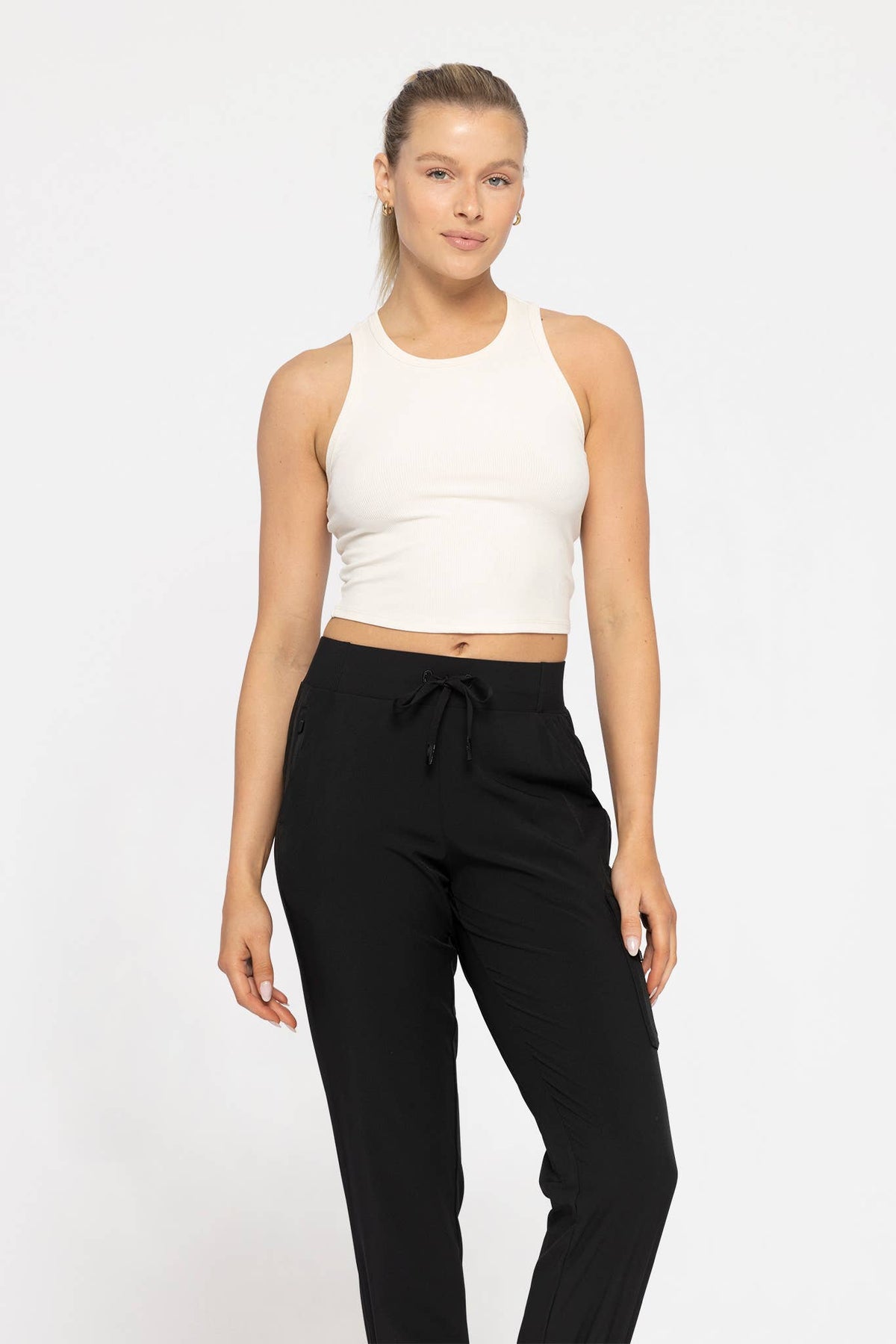 Essential Micro-Ribbed Racer Athleisure Tank Top