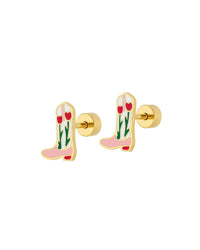 Screwback Stud Earrings - Tulip Cowgirl Boot