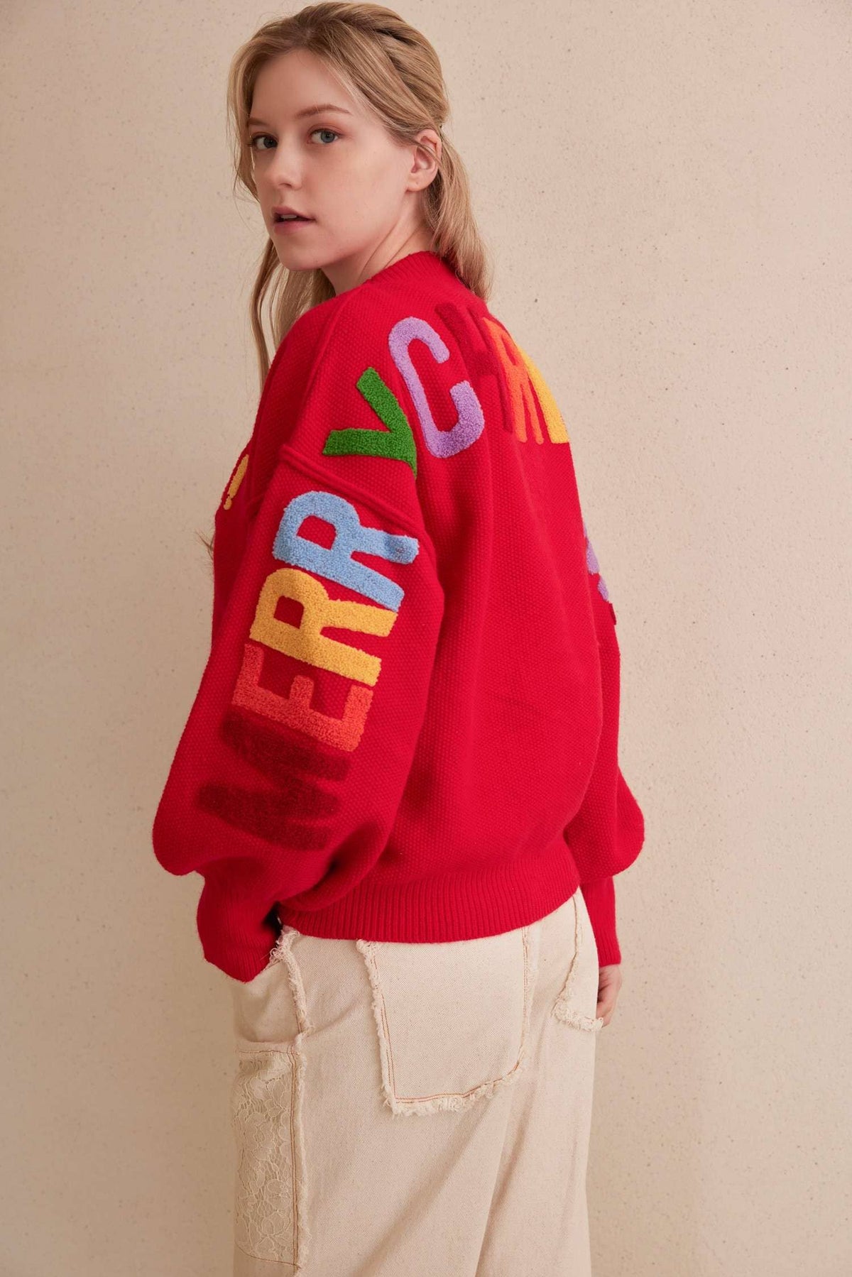 Oversize Christmas Sweater with Lettering