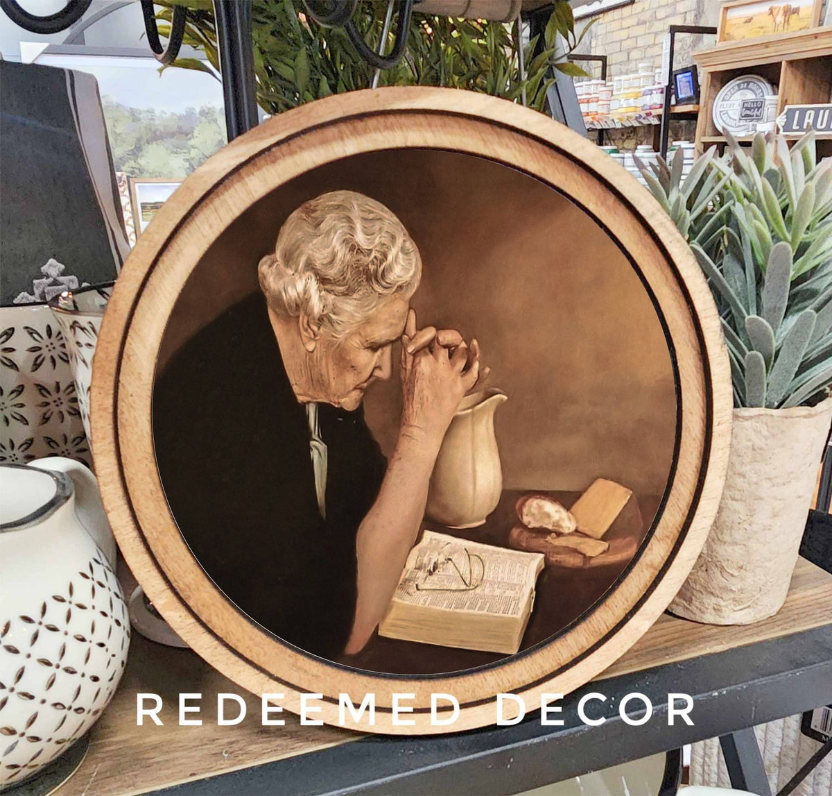Round Praying Woman Art