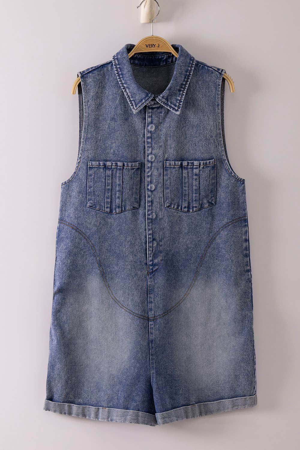Washed Denim Casual Romper