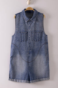Washed Denim Casual Romper