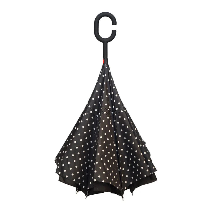 Black and White Polka Dots Topsy Turvy Umbrella