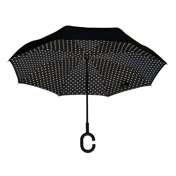 Black and White Polka Dots Topsy Turvy Umbrella