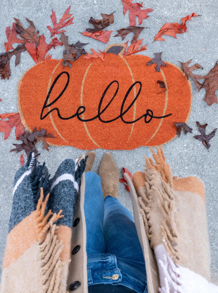 "Hello" Pumpkin Doormat