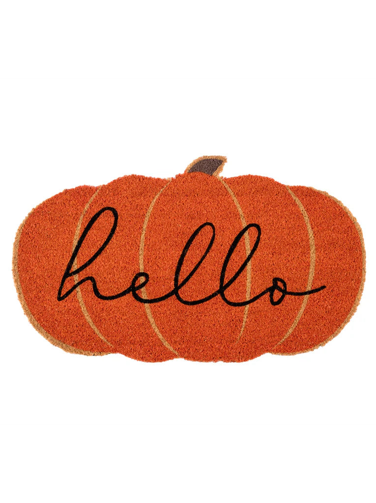 "Hello" Pumpkin Doormat