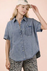 Chambray Oversized Shirt Top