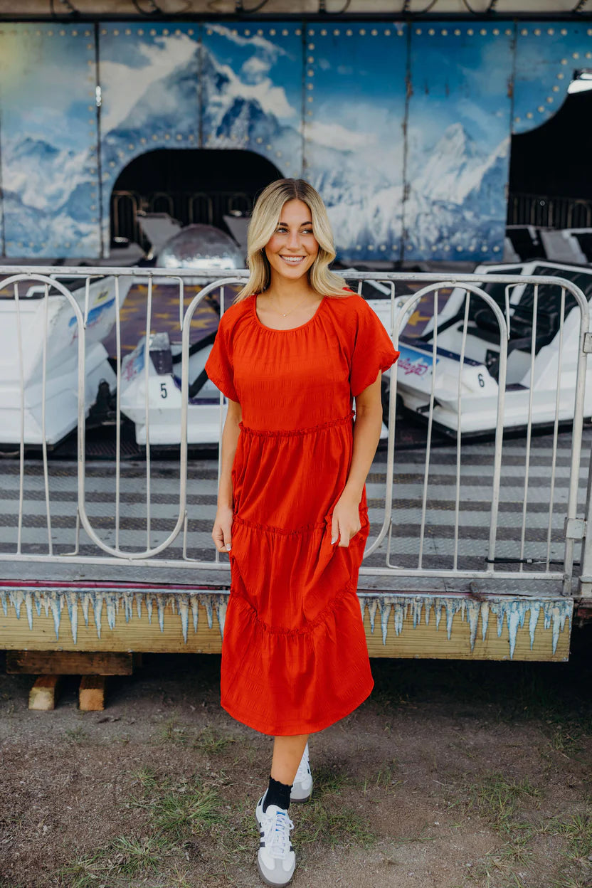 The Serena Dress in Heritage Red