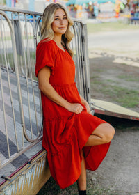 The Serena Dress in Heritage Red