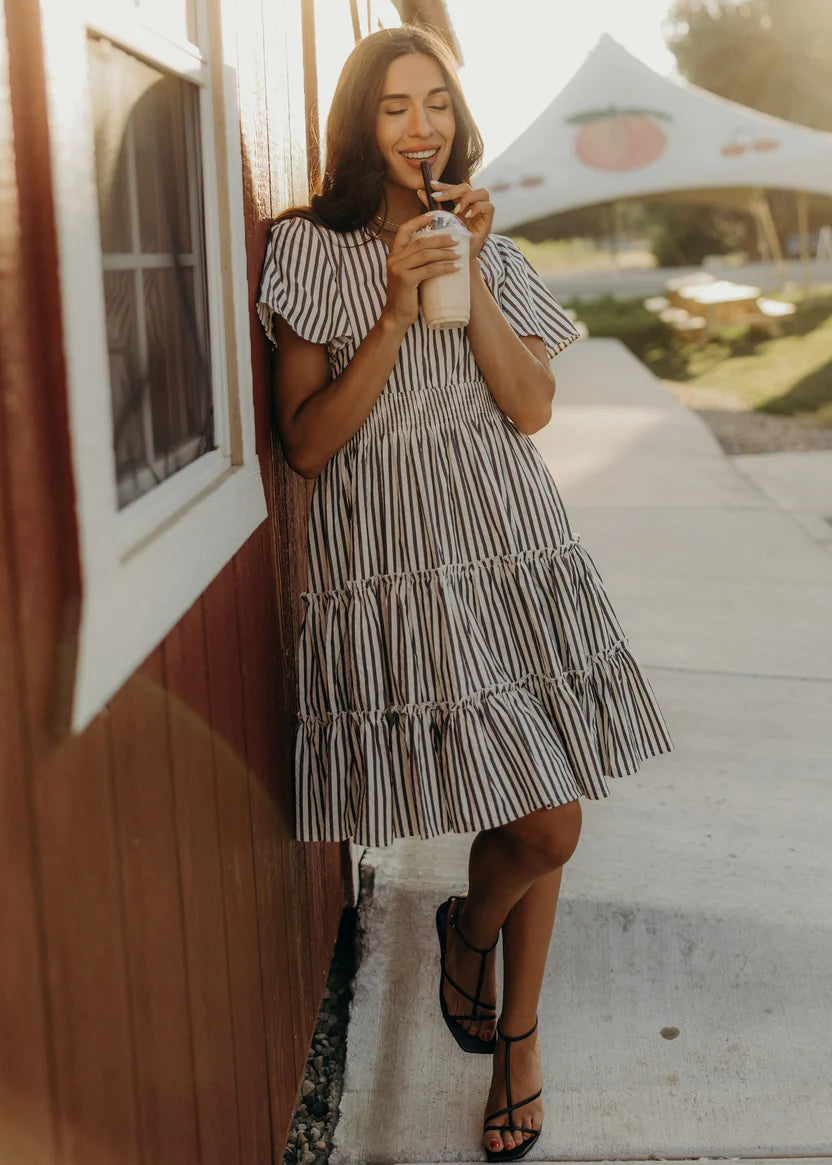 The Jemma in Charcoal Stripe