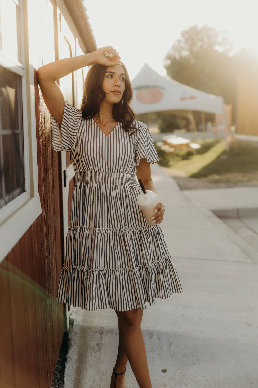 The Jemma in Charcoal Stripe