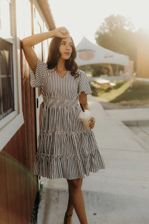 The Jemma in Charcoal Stripe