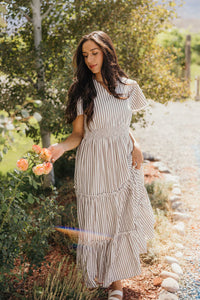 The Eden Dress in Birchwood Stripe