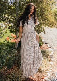 The Eden Dress in Birchwood Stripe