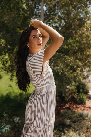 The Eden Dress in Birchwood Stripe