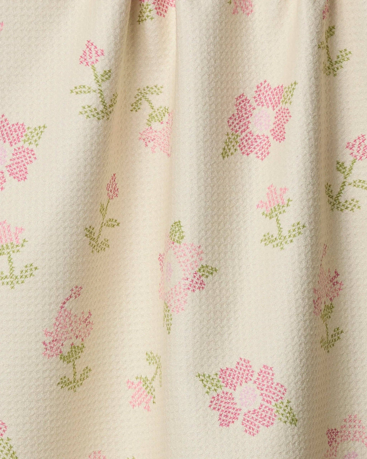 Geometry - Cross Stitch Floral Yellow Tea Towel