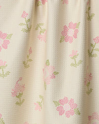 Geometry - Cross Stitch Floral Yellow Tea Towel