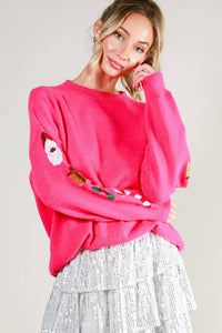 Vine & Love - Crew Neck Christmas Sequin Detail Knitted Sweater VT81743D