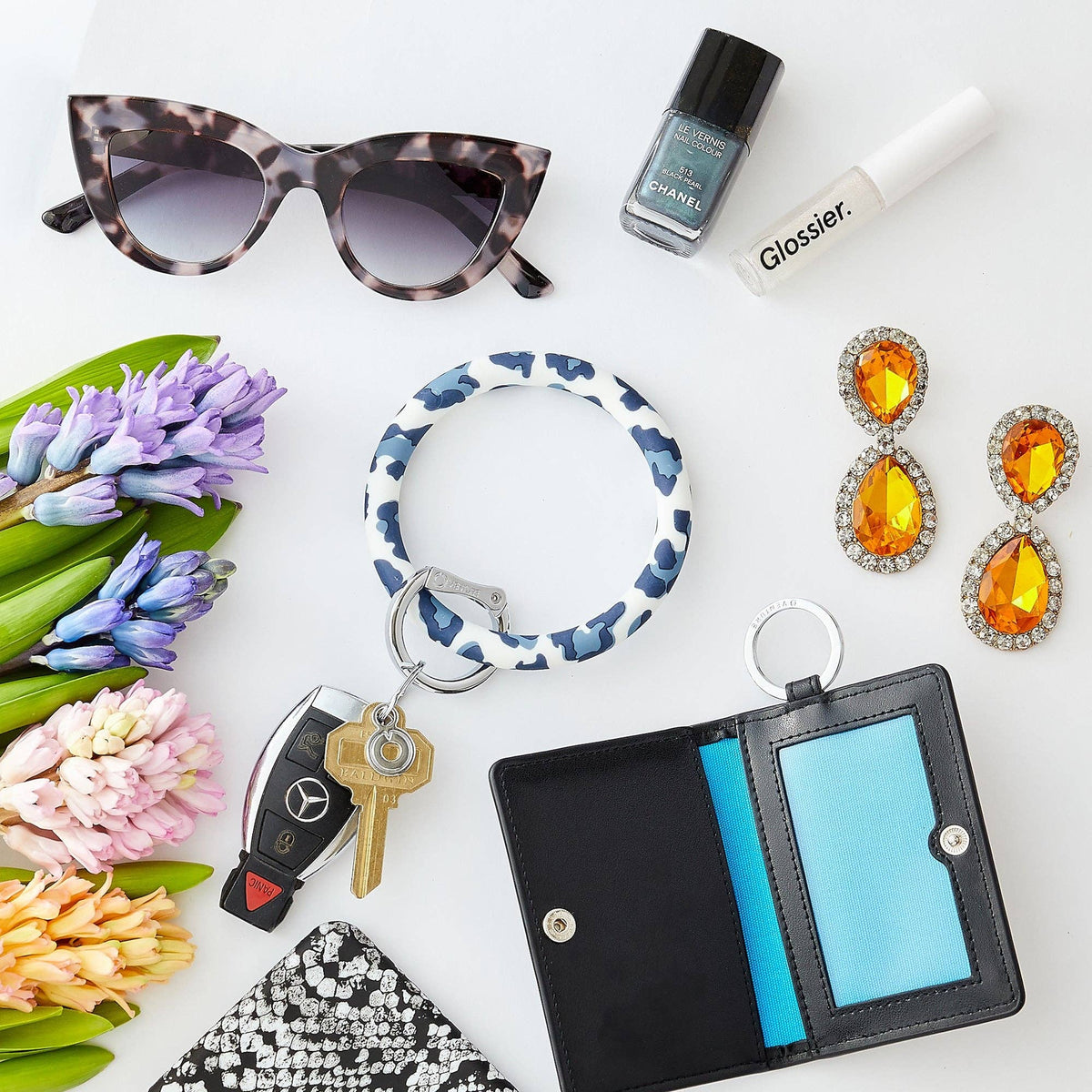 Silicone Big O® Key Ring - Navy Leopard
