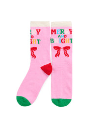 "Merry & Bright" Socks - Pink