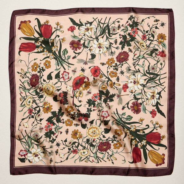 Vintage Botanical Floral Square Scarf