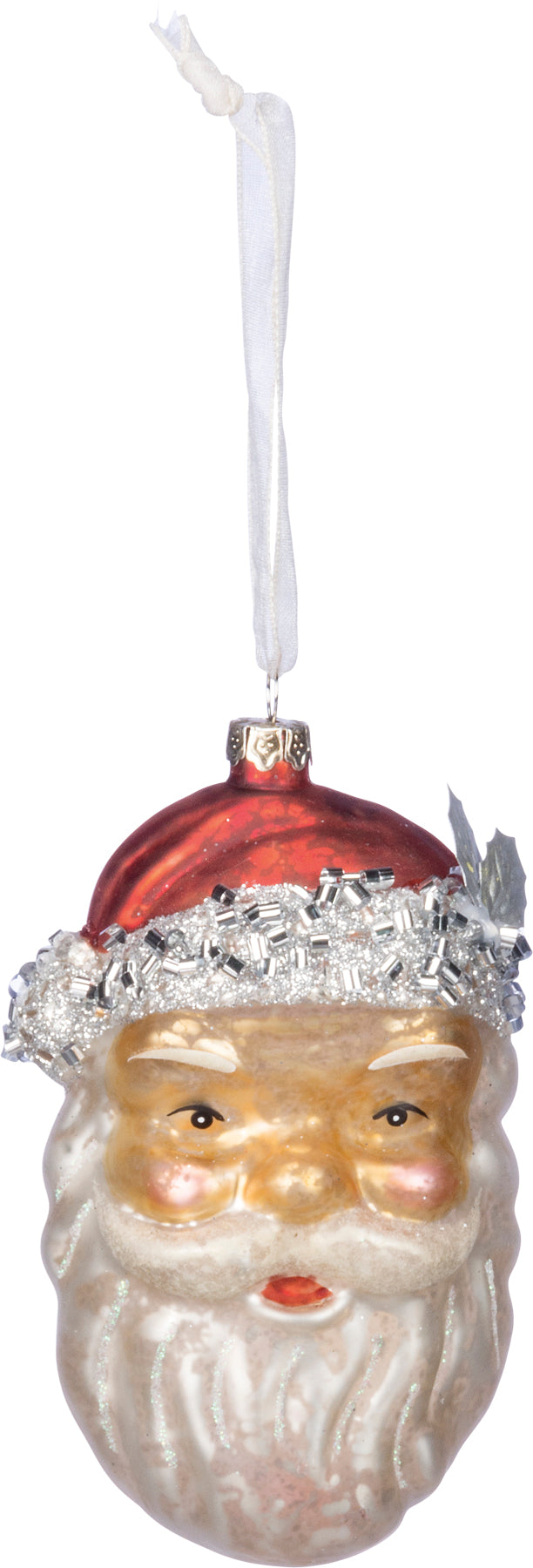 Glass Santa Face Ornament