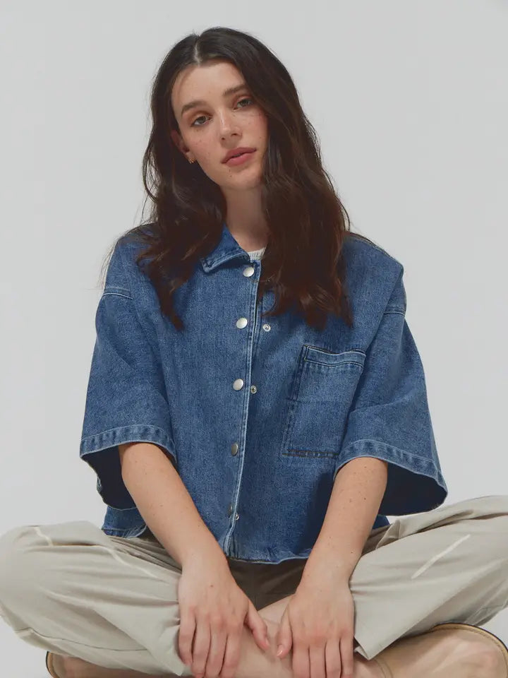 Overfit Denim Shirt Top