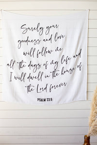 Modern Burlap - Organic Swaddle Blanket- Psalm 23:6