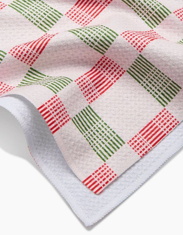 Geometry - Be Merry Plaid Tea Towel