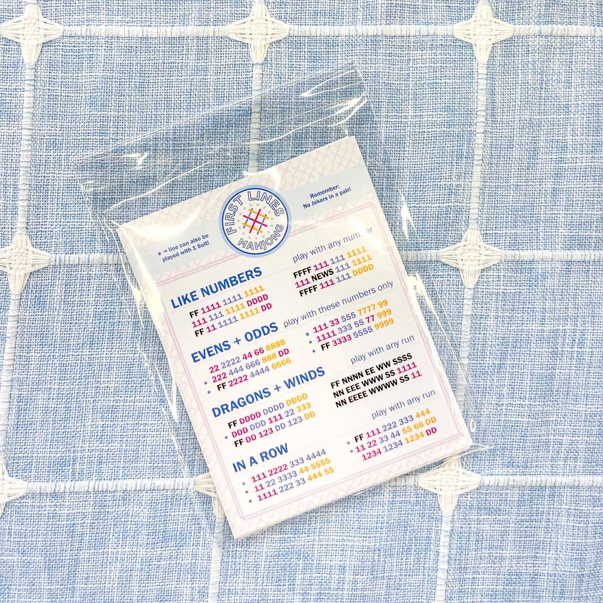 First Lines Simplified Mahjong Line Cards for beginners