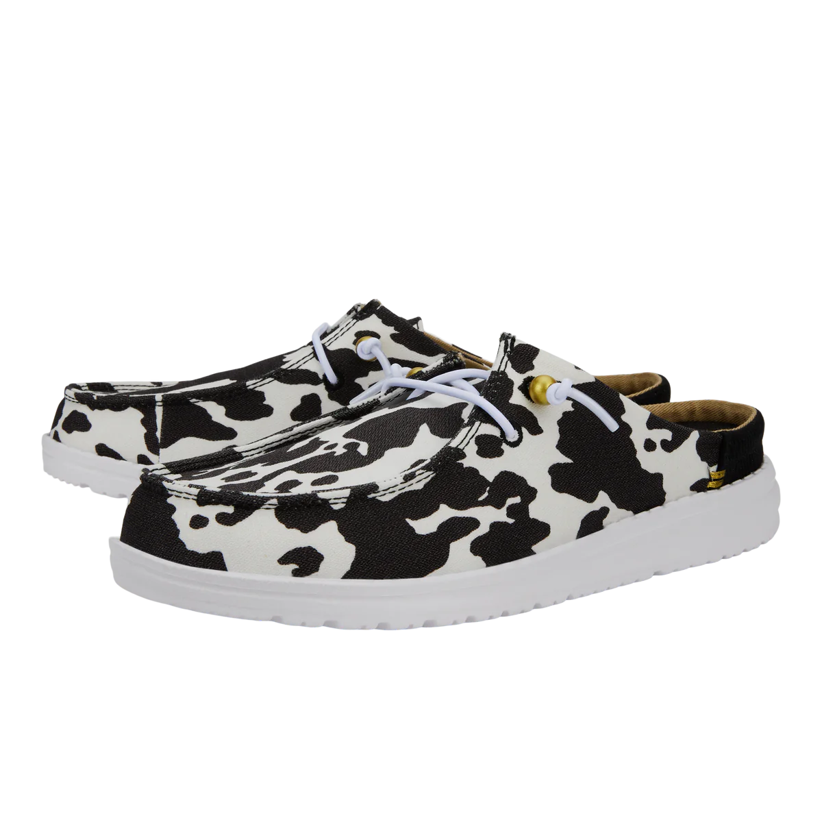 Hey Dude Wendy Slip Classic - White Black/Cow Print