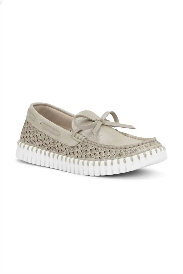 Tulip Slip on Boat Shoe - Silver White