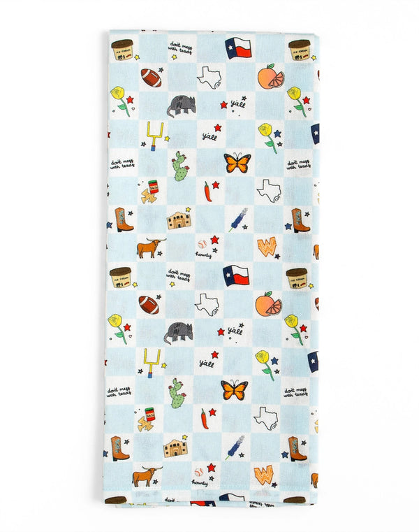 Texas Western Checkerboard Tea Towel