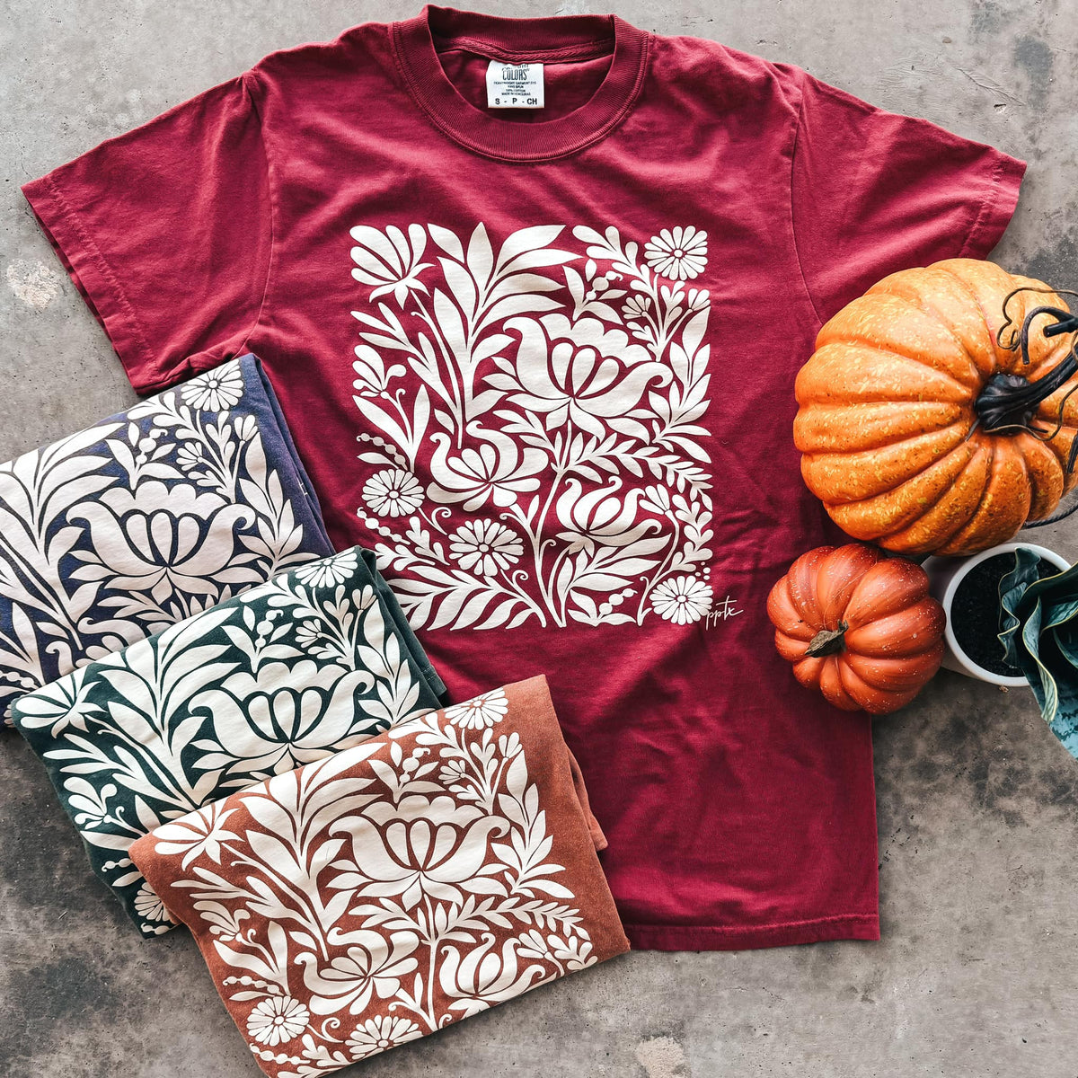 Fall Floral Tee - Chili