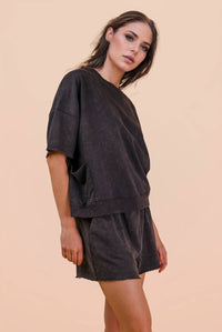 Mineral Washed Knit Short Set