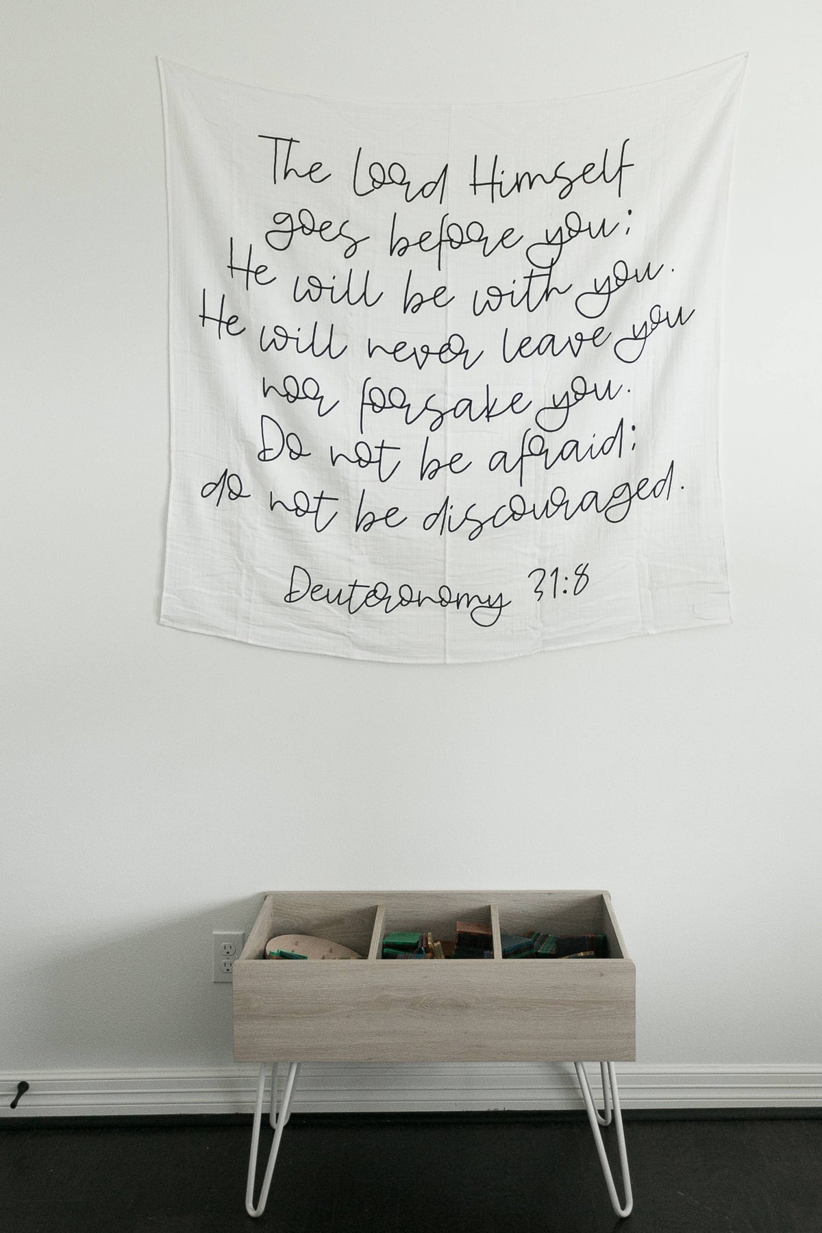 Modern Burlap - Organic Swaddle Blanket- Deuteronomy 31:8