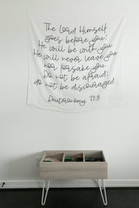 Modern Burlap - Organic Swaddle Blanket- Deuteronomy 31:8