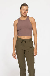 Essential Micro-Ribbed Racer Athleisure Tank Top