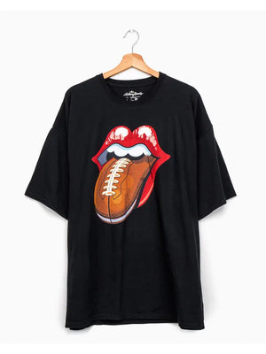 Rolling Stones Football Lick Off Black Oversized Distressed