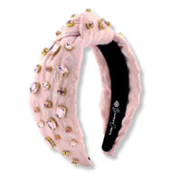 Light Pink Textured Headband with Crystals