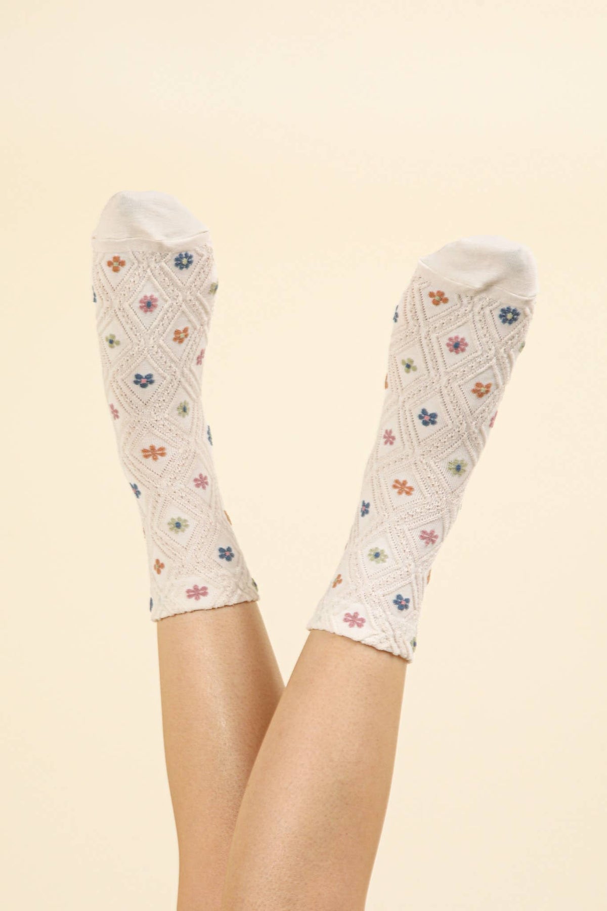 Floral Printed Textures Crew Socks