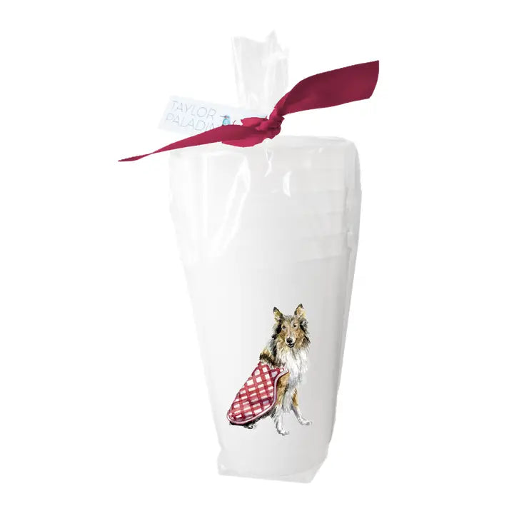 Rough Collie Frosted Cups | Set of 6