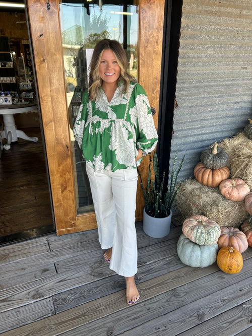 The Emily Blouse - Green in Plus