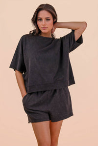Mineral Washed Knit Short Set