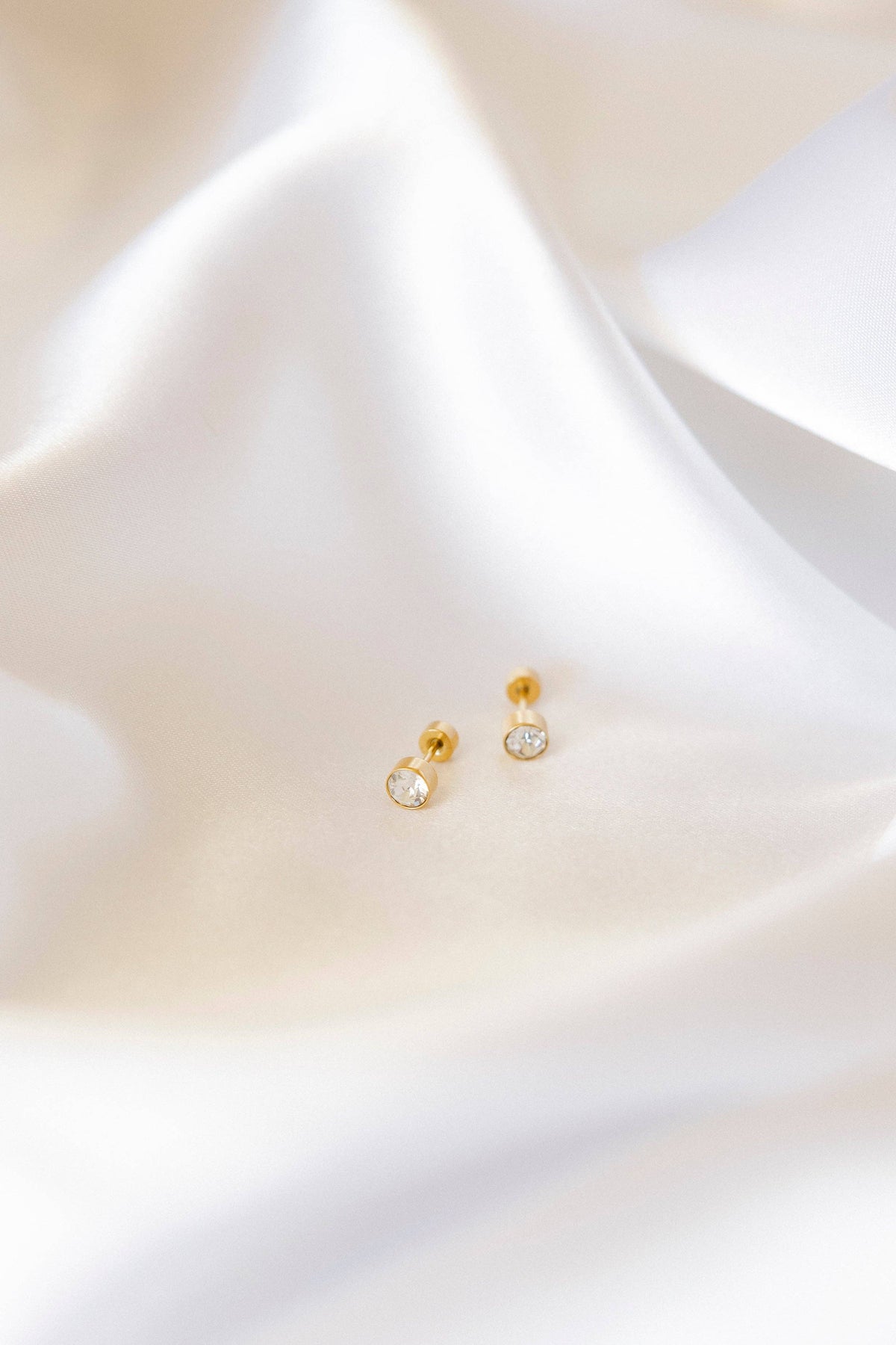 Screwback Stud Earrings - Juliet Clear 5mm
