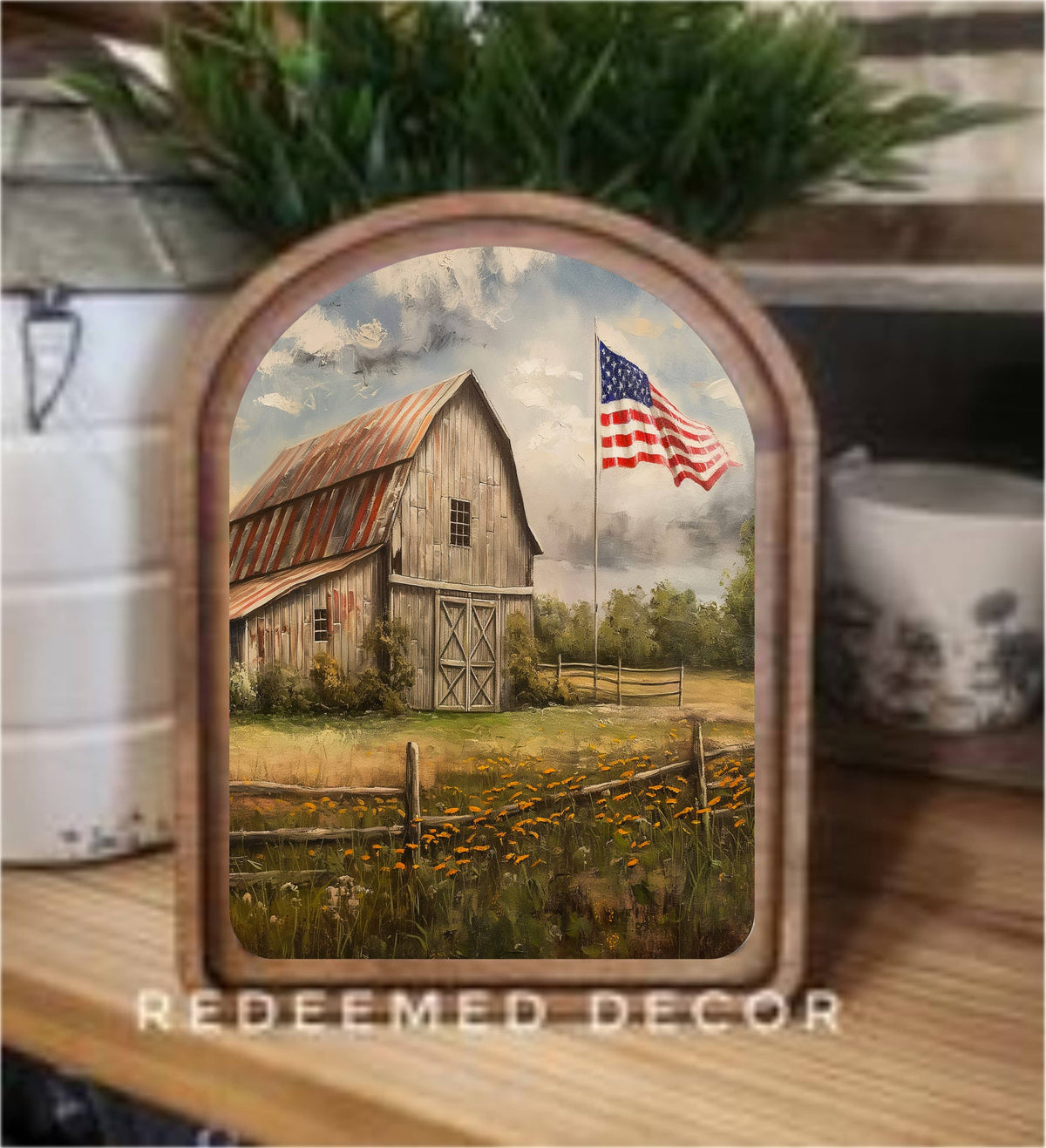Arch Top Framed Art - Patriotic Homestead