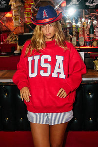 'USA & FLAG' Reversible Mock Neck Sweatshirt
