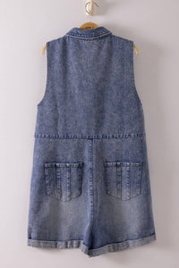 Washed Denim Casual Romper